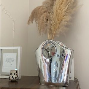 Elizabeth and James Metallic Silver Bucket Bag